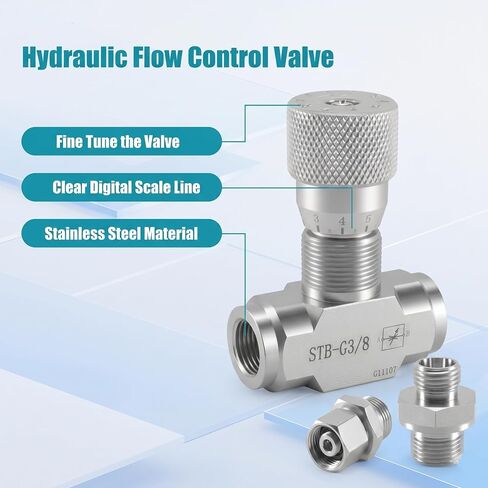 STB-G3/8 3/8" L08 Hydraulic Flow Control Valve Fit for 1-2 Ton Mini Excavator, Bidirectional Restrictor Valve w/Two-Sided Connectors in Kuwait