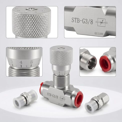 STB-G3/8 3/8" L08 Hydraulic Flow Control Valve Fit for 1-2 Ton Mini Excavator, Bidirectional Restrictor Valve w/Two-Sided Connectors in Kuwait