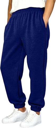 Boys Jogger Sweatpants Kids Athletic Casual Straight Wide Leg Elastic Waist Open Bottom Sweat Pants with Pockets in Kuwait
