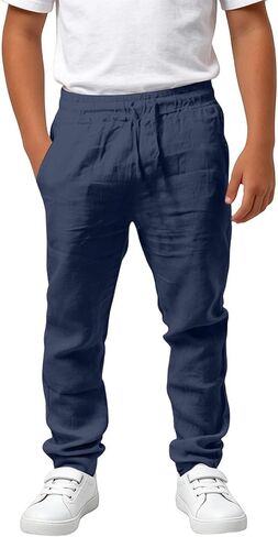 Boys Sweatpants Joggers Pants with Pockets Drawstring Active Sweat Pants Lightweight Elastic Waist Casual Trousers in Kuwait