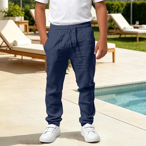 Boys Sweatpants Joggers Pants with Pockets Drawstring Active Sweat Pants Lightweight Elastic Waist Casual Trousers in Kuwait
