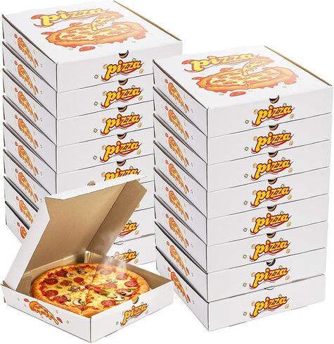 علب بيتزا Kingrol 35-Pack، ورق مقوى مموج أبيض، 10x10x2 بوصة، مقاومة للدهون، حاويات قابلة للتكديس للبيتزا، الكوكيز، هدايا الحفلات، استخدام المطاعم in Kuwait