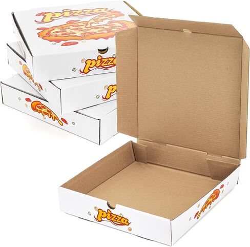 علب بيتزا Kingrol 35-Pack، ورق مقوى مموج أبيض، 10x10x2 بوصة، مقاومة للدهون، حاويات قابلة للتكديس للبيتزا، الكوكيز، هدايا الحفلات، استخدام المطاعم in Kuwait