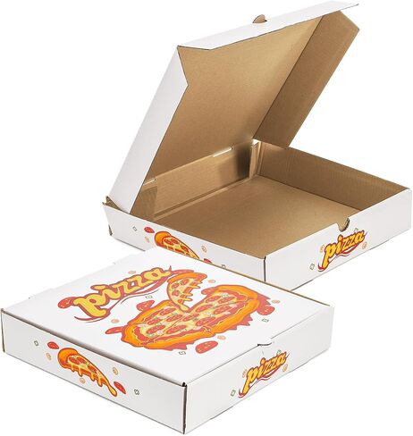 علب بيتزا Kingrol 35-Pack، ورق مقوى مموج أبيض، 10x10x2 بوصة، مقاومة للدهون، حاويات قابلة للتكديس للبيتزا، الكوكيز، هدايا الحفلات، استخدام المطاعم in Kuwait