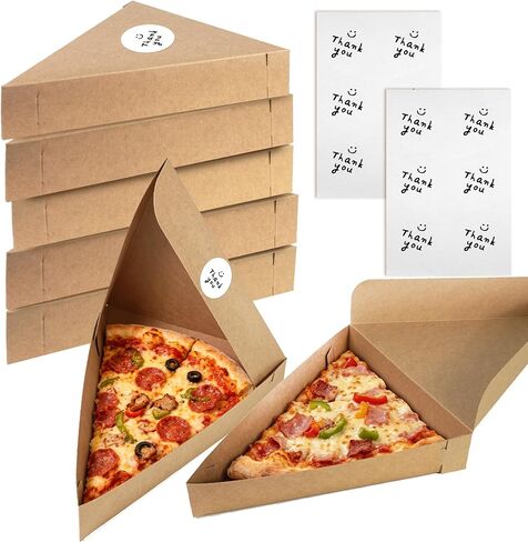 12 Pcs Pizza Slice Boxes 9.65 x 7.28 x 1.77 Inch Disposable Single Slice Triangle Pizza Container Boxes with Thank You Stickers for Party Food Storage in Kuwait