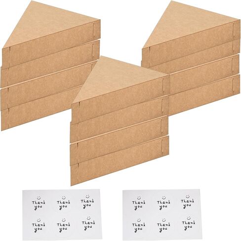 12 Pcs Pizza Slice Boxes 9.65 x 7.28 x 1.77 Inch Disposable Single Slice Triangle Pizza Container Boxes with Thank You Stickers for Party Food Storage in Kuwait