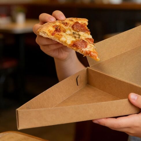 12 Pcs Pizza Slice Boxes 9.65 x 7.28 x 1.77 Inch Disposable Single Slice Triangle Pizza Container Boxes with Thank You Stickers for Party Food Storage in Kuwait