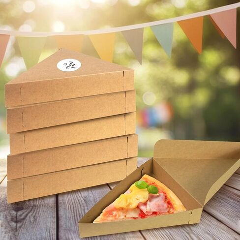 12 Pcs Pizza Slice Boxes 9.65 x 7.28 x 1.77 Inch Disposable Single Slice Triangle Pizza Container Boxes with Thank You Stickers for Party Food Storage in Kuwait