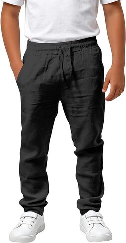 Boys Sweatpants Joggers Pants with Pockets Drawstring Active Sweat Pants Lightweight Elastic Waist Casual Trousers in Kuwait