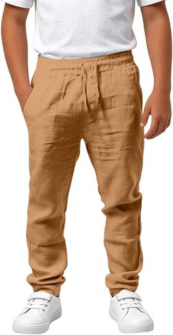 Boys Sweatpants Joggers Pants with Pockets Drawstring Active Sweat Pants Lightweight Elastic Waist Casual Trousers in Kuwait
