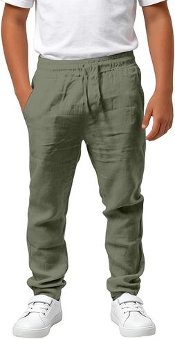 Boys Sweatpants Joggers Pants with Pockets Drawstring Active Sweat Pants Lightweight Elastic Waist Casual Trousers in Kuwait