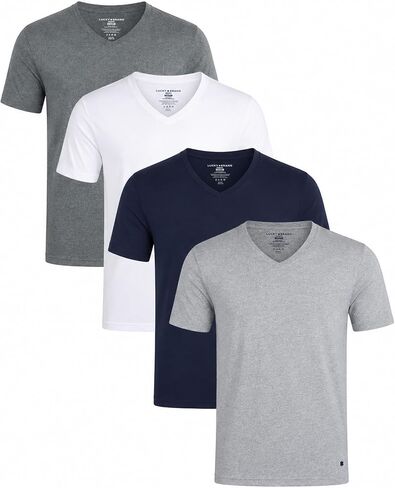 Lucky Brand Men's Undershirt - 4 Pack Basic Short Sleeve Men's T-Shirts - Soft Crewneck and V-Neck Undershirts for Men (S-XL) in Saudi Arabia