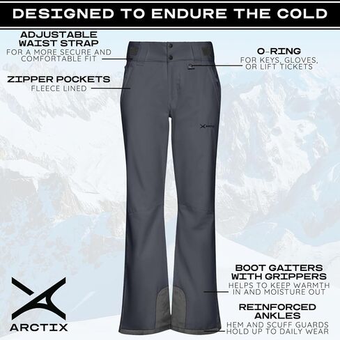 Arctix Women's Insulated Snow Pants, Water Resistant Snow Pants for Skiing & Snowboarding, Steel, Small in Kuwait