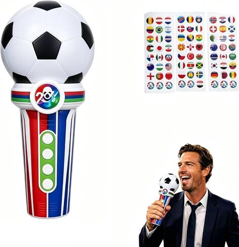 2026 World Soccer Cup Fan Cheer Microphone Toy, with 3 Cheer Sounds, Stadium Gameplays with Megaphone Echo, Recordable Sounds, 60 Flag Stickers for Kids in Kuwait