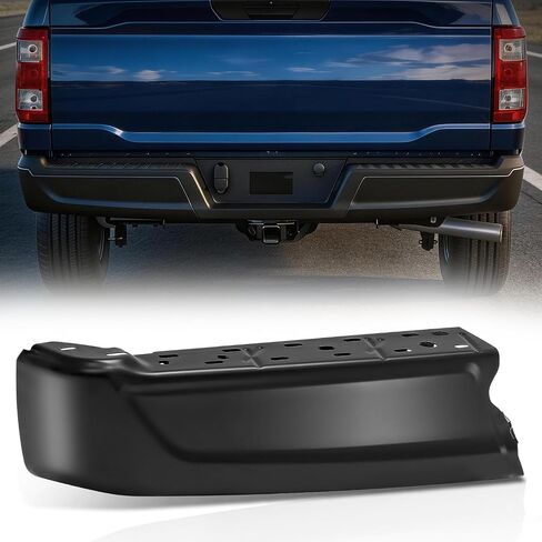 Auto Dynasty Rear Bumper End Cap Compatible with 2021 2022 2023 2024 Ford F-150, Driver Left Side Bumper End Replacement with Park Sensor Hole, FO1102400, Smooth Chrome Steel in Saudi Arabia