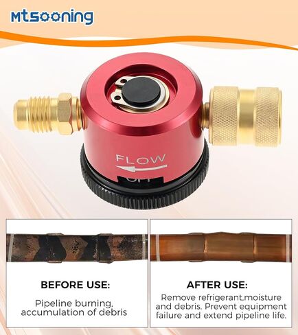 أداة تطهير النيتروجين، منظم تدفق النيتروجين لتطهير التدفئة والتهوية وتكييف الهواء (HVAC)، أدوات تطهير النيتروجين المعدنية القابلة للتعديل باللون الأحمر، تركيب مضيئة 1/4 بوصة، 50-200 رطل لكل بوصة مربعة لمعدات اللحام بالنحاس HVAC in Kuwait