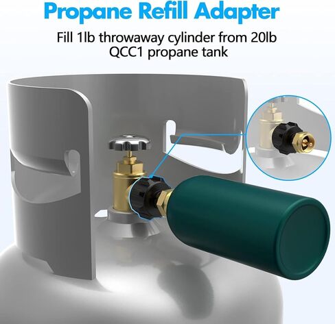 محول إعادة تعبئة البروبان لخزانات 1 رطل، مقرنة أسطوانة غاز LP QCC1 Type1، محول تعبئة نحاسي من 20 رطل إلى 1 رطل للاستعمال مرة واحدة in Kuwait