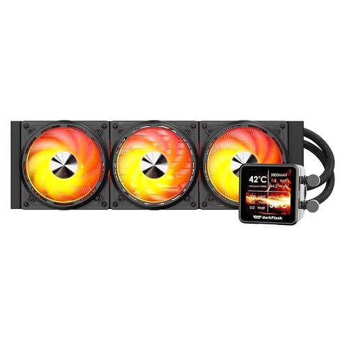 darkFlash DE360 AIO CPU Cooler ARGB Liquid Cooler, 360mm Water Cooling 3X 120mm PWM Fans Low-Noise, 2.88"IPS LCD Display for Images, High-Performance Pump, AMD AM5/AM4, Intel LGA1851/1700/1200,Black in Saudi Arabia