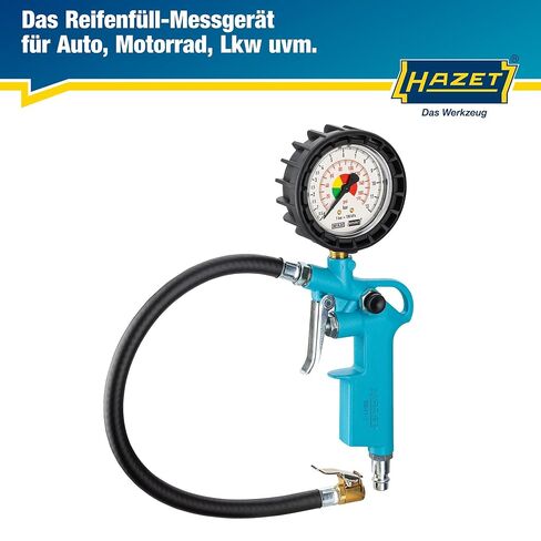 مقياس ضغط الإطارات Hazet 9041-1 I مقياس الضغط المدى: 0-174 PSI ، طول الخرطوم: 15.75 بوصة ، قطر مقياس الضغط: 2.48 بوصة in Kuwait