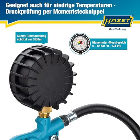 مقياس ضغط الإطارات Hazet 9041-1 I مقياس الضغط المدى: 0-174 PSI ، طول الخرطوم: 15.75 بوصة ، قطر مقياس الضغط: 2.48 بوصة in Kuwait