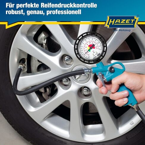 مقياس ضغط الإطارات Hazet 9041-1 I مقياس الضغط المدى: 0-174 PSI ، طول الخرطوم: 15.75 بوصة ، قطر مقياس الضغط: 2.48 بوصة in Kuwait