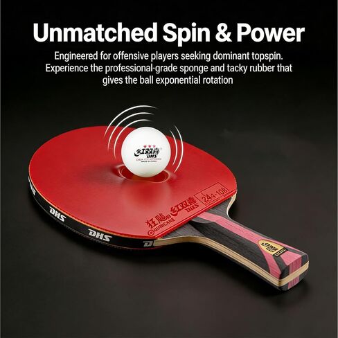 DHS Ping Pong Paddles,Table Tennis Racket with Hurricane 3 High Spin & Speed for Advanced Offensive Players, Flared Handle in Kuwait