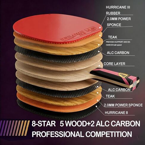 DHS Ping Pong Paddles,Table Tennis Racket with Hurricane 3 High Spin & Speed for Advanced Offensive Players, Flared Handle in Kuwait