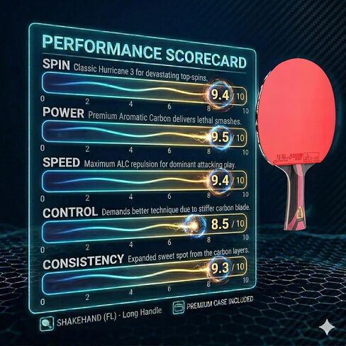 DHS Ping Pong Paddles,Table Tennis Racket with Hurricane 3 High Spin & Speed for Advanced Offensive Players, Flared Handle in Kuwait