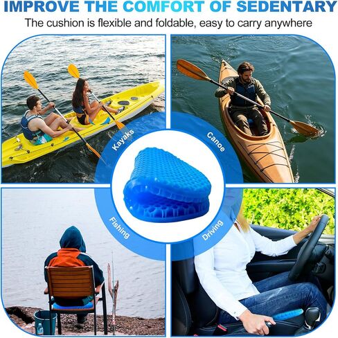 CHERAINTI Kayak Seat Cushion, 15.75 Inch Thicken Gel Seat Cushion, Waterproof Non-Slip Gel Cushions for Pressure Relief with Storage Bag and 2 Cloth Covers for Canoe Boat Kayak Fishing in Kuwait