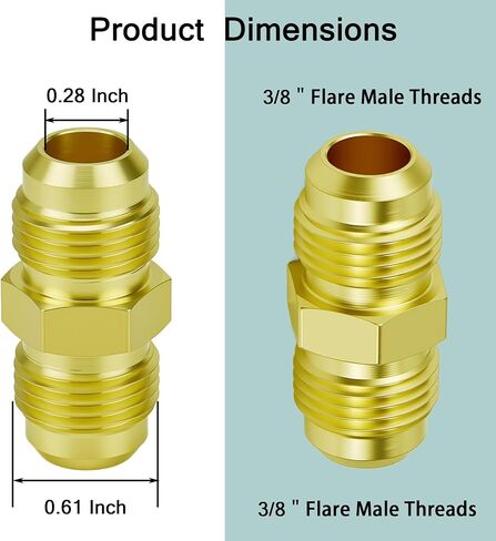 3/8 بوصة ذكر Flare Union 4 قطع، موصل مضيئة 45 درجة SAE، وصلة تركيب أنبوب نحاسي للغاز والبروبان وأنابيب التدفئة والتهوية وتكييف الهواء والنحاس، محول توهج عالي التحمل مانع للتسرب (محول 4 عبوات) in Kuwait