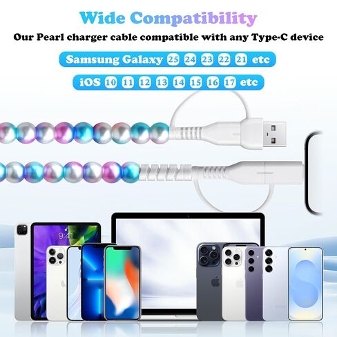 كابل شحن لهاتف iPhone 14 بطول 3.3FT [معتمد من MFi] سلك شحن USB A Star مطرز شاحن سريع سلك شاحن خرز لطيف للفتيات والنساء لهاتف iPhone 14/13/12/11 كابل مطرز رائع in Kuwait