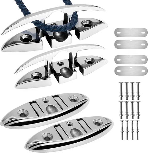 Folding Dock Cleat 5/6 inch, Stainless Steel 316 Marine Grade Boat Cleat, Flip Up Rope Cleat for Boat Kayak, Boat Mooring Accessories with Fasteners 2 Pack/4 Pack in Kuwait