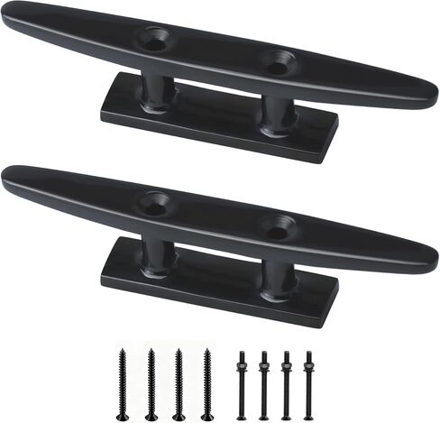 SHENGHUISS Boat Cleat 316 Stainless Steel Open Base Black Boat Dock Cleats with Fasteners, Marine Grade Rope Cleat for Boat, Dock, Deck, Kayak, Yacht, Nautical Decor (4"/5"/6"/8") in Kuwait