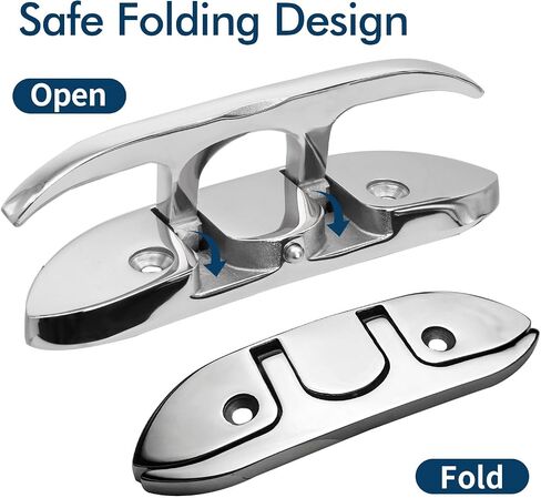 Stainless Steel Boat Cleat, 4.5" / 6" Marine Grade 316 Folding Cleats with Backing Plates, Flip Up Cleat for Dock Kayak Sailboat Yachts in Kuwait