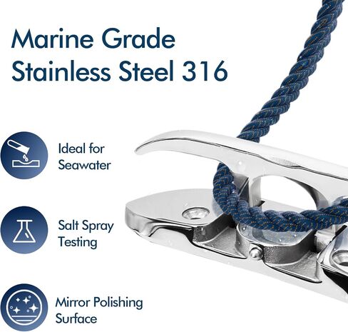 Stainless Steel Boat Cleat, 4.5" / 6" Marine Grade 316 Folding Cleats with Backing Plates, Flip Up Cleat for Dock Kayak Sailboat Yachts in Kuwait