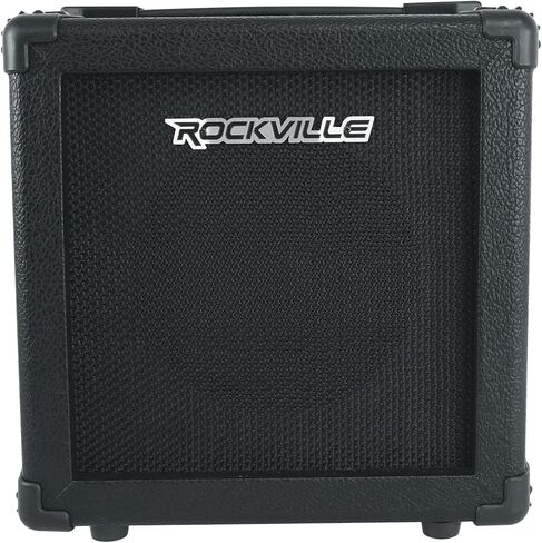 مضخم جيتار Rockville G-Charge 20 أسود قابل لإعادة الشحن، 20 وات، تردد زنبركي، ميكروفون داخلي، حامل، بلوتوث، مثالي للتمرين والتسجيل والأداء in Kuwait