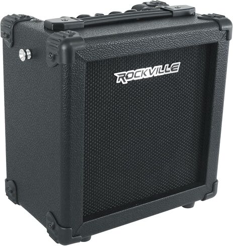 مضخم جيتار Rockville G-Charge 20 أسود قابل لإعادة الشحن، 20 وات، تردد زنبركي، ميكروفون داخلي، حامل، بلوتوث، مثالي للتمرين والتسجيل والأداء in Kuwait