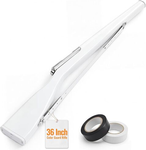 36" Color Guard Rifle, Wooden Drill Rifle with Glossy Finish, White Leather Strap, Foam Padded Ends, 1.5-2 lbs Balanced Practice for Marching Band, Winter Guard, Includes 2 Rolls of Tape in Kuwait