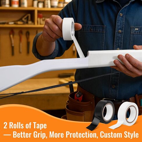 36" Color Guard Rifle, Wooden Drill Rifle with Glossy Finish, White Leather Strap, Foam Padded Ends, 1.5-2 lbs Balanced Practice for Marching Band, Winter Guard, Includes 2 Rolls of Tape in Kuwait