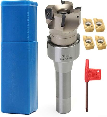 Minhe R8 FMB22 Arbor 400R 50 مم قاطع غلاف مطحنة نهاية مع 4 إدراجات كربيد APMT1604 لطحن شق وجه الكتف، ساق 22 مم، مفتاح T15 متضمن in Kuwait