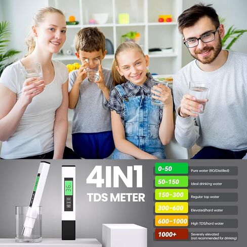 4 in 1 TDS Meter Digital Water Tester,Water Tester for Drinking Water,PPM Meter with TDS/EC/Temp(°C,°F) Function, TDS Water Tester for Home,Aquarium,Restaurant,OneSize in Kuwait