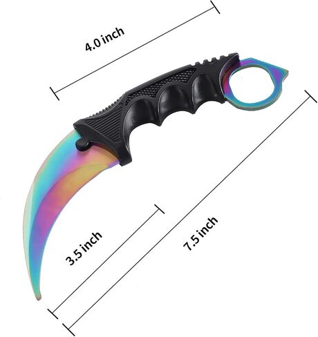 سكين التدريب TOPOINT Karambit بدون حافة القطع Karambit ممارسة سكين التدريب بدون أداة تدريب حافة القطع مع غمد للمبتدئين أداة تدريب آمنة 100% اللون: قوس قزح in Kuwait