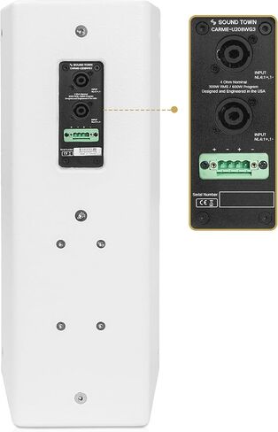 Sound Town CARME Series Dual 8" 2-Way Passive Professional Loudspeaker, White with Compression Driver, Birch Plywood and U Bracket for Installation, Live Sound, Karaoke, Bar, Church (CARME-U208WG3) in Kuwait
