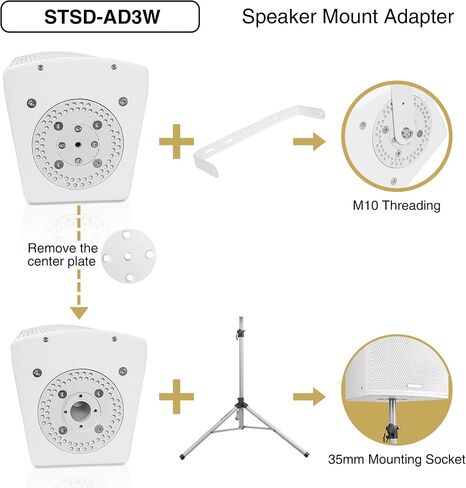 Sound Town CARME Series Dual 8" 2-Way Passive Professional Loudspeaker, White with Compression Driver, Birch Plywood and U Bracket for Installation, Live Sound, Karaoke, Bar, Church (CARME-U208WG3) in Kuwait