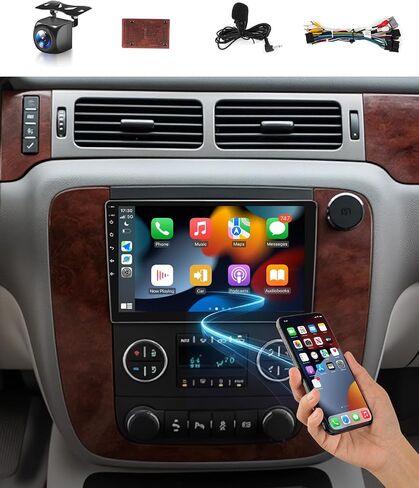 ستيريو سيارة 4G+64G Android 13 لسيارة شيفروليه تشيفي سيلفرادو 2007 إلى 2014 لراديو Suburban Apple CarPlay Android Auto، شاشة لمس 10.1 بوصة لكاميرا Tahoe GPS Naivi 5G WiFi BT FM RDS DSP SWC AHD in Kuwait