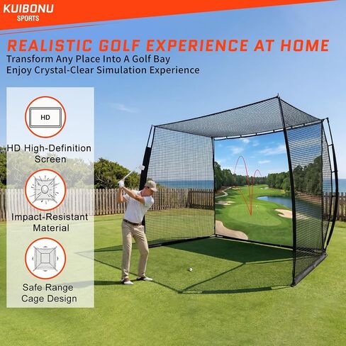 Golf Net, 10x8ft Golf Simulator Hitting Net with HD Simulator Screen & Target Cloth, Heavy Duty Golfs Practice Net for Swing Training Indoor Outdoor Use in Kuwait