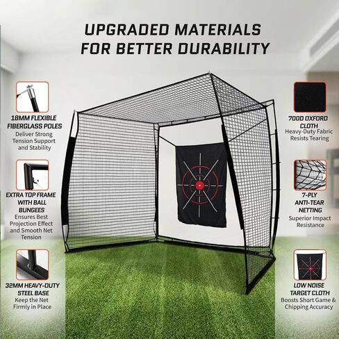 Golf Net, 10x8ft Golf Simulator Hitting Net with HD Simulator Screen & Target Cloth, Heavy Duty Golfs Practice Net for Swing Training Indoor Outdoor Use in Kuwait