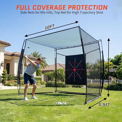 Golf Net, 10x8ft Golf Simulator Hitting Net with HD Simulator Screen & Target Cloth, Heavy Duty Golfs Practice Net for Swing Training Indoor Outdoor Use in Kuwait