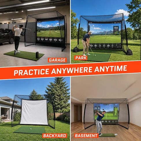 Golf Net, 10x8ft Golf Simulator Hitting Net with HD Simulator Screen & Target Cloth, Heavy Duty Golfs Practice Net for Swing Training Indoor Outdoor Use in Kuwait