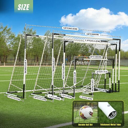 Metal Soccer Goal 3x2.5 FT - Heavy-Duty Outdoor Soccer Goal for Backyard Training - Weatherproof Goal Post with Carry Bag, Ground Stakes & Non-Slip Feet - Small Soccer Goal for Practice in Kuwait